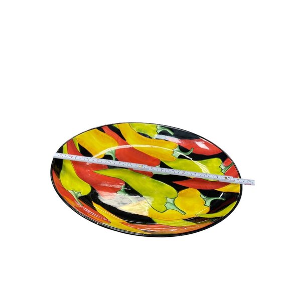 Clay Art "Caliente" Hand Painted Stonelite Serving platter dish SKU 9499 - Picture 4 of 9